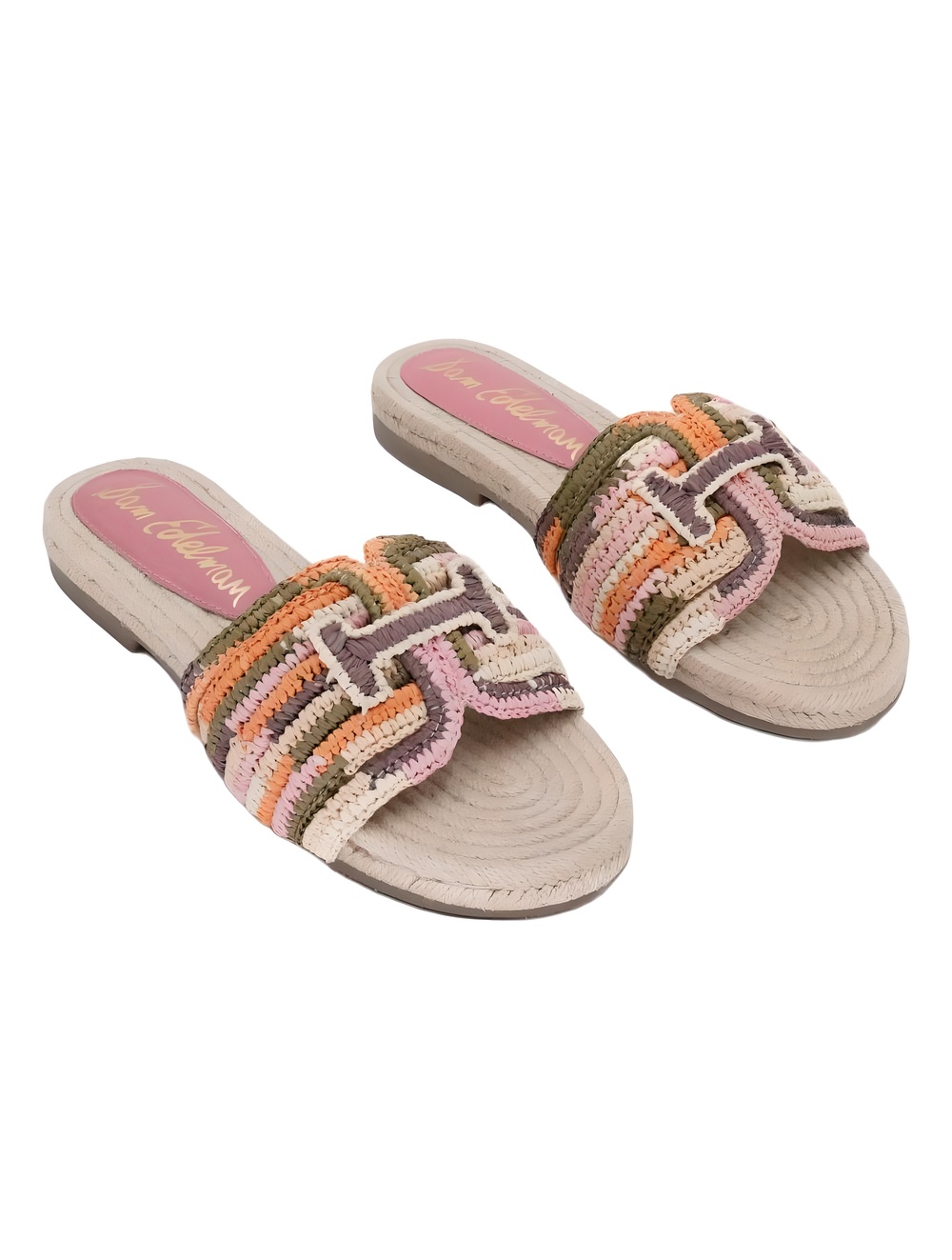 Sam Edelman Miya Pink Raffia Crochet Espadrille Slide Sandals Size 9M